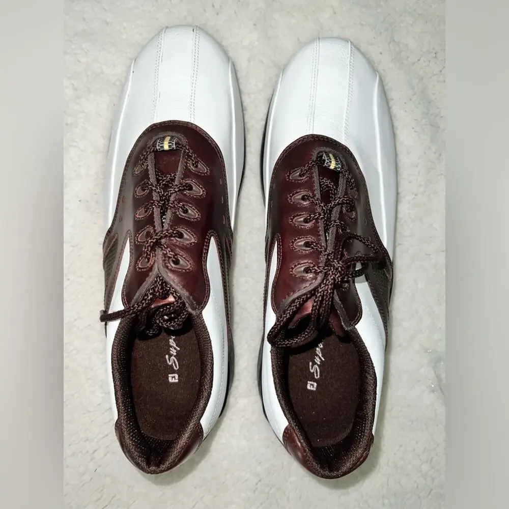 Footjoy Super Lites White/Brown - size 10‎